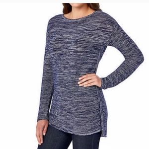 Ellen Tracy Size Medium Marled Knit Purple Tunic Pull Over Sweater